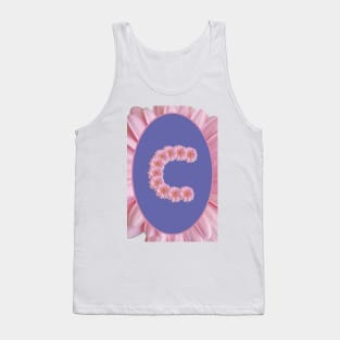 Floral Letter C Pink Gerbera Daisy Monogram Tank Top